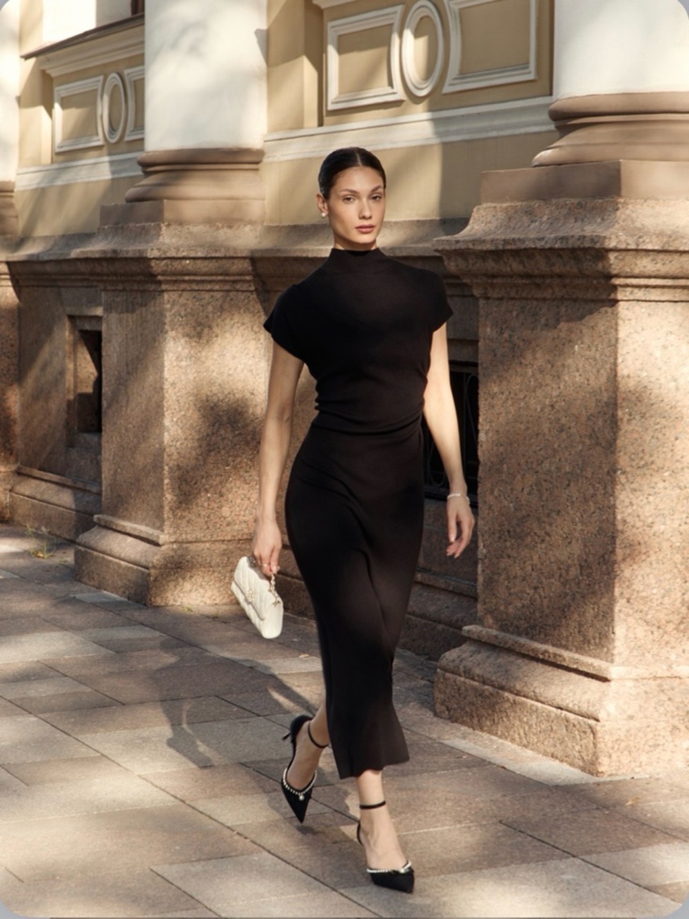 Lichi Asymmetric Knit Midi Dress - Chocolate Brown NWT